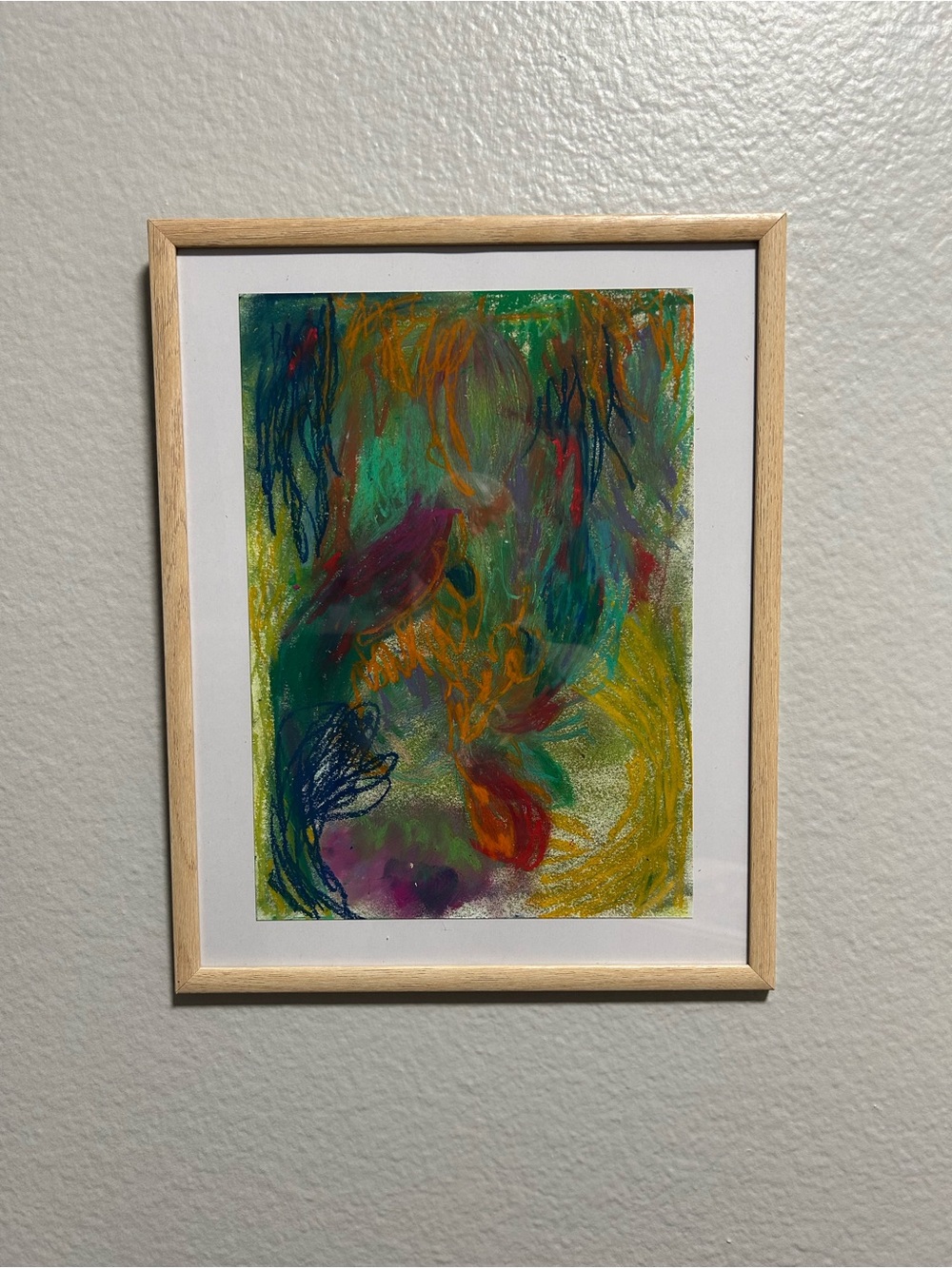 Abstract Multicolor Framed Wall Art - Vibrant Green and Yellow Accent